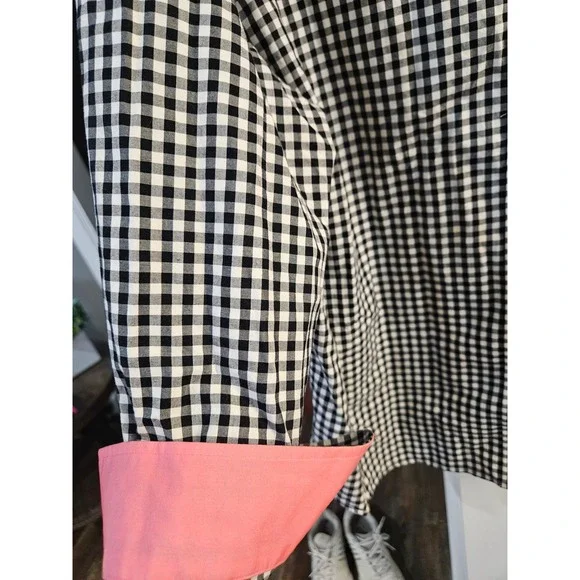 Lauren Ralph Lauren Womens 2X Gingham Button Down Shirt Black White Pink Trim - Picture 4 of 6
